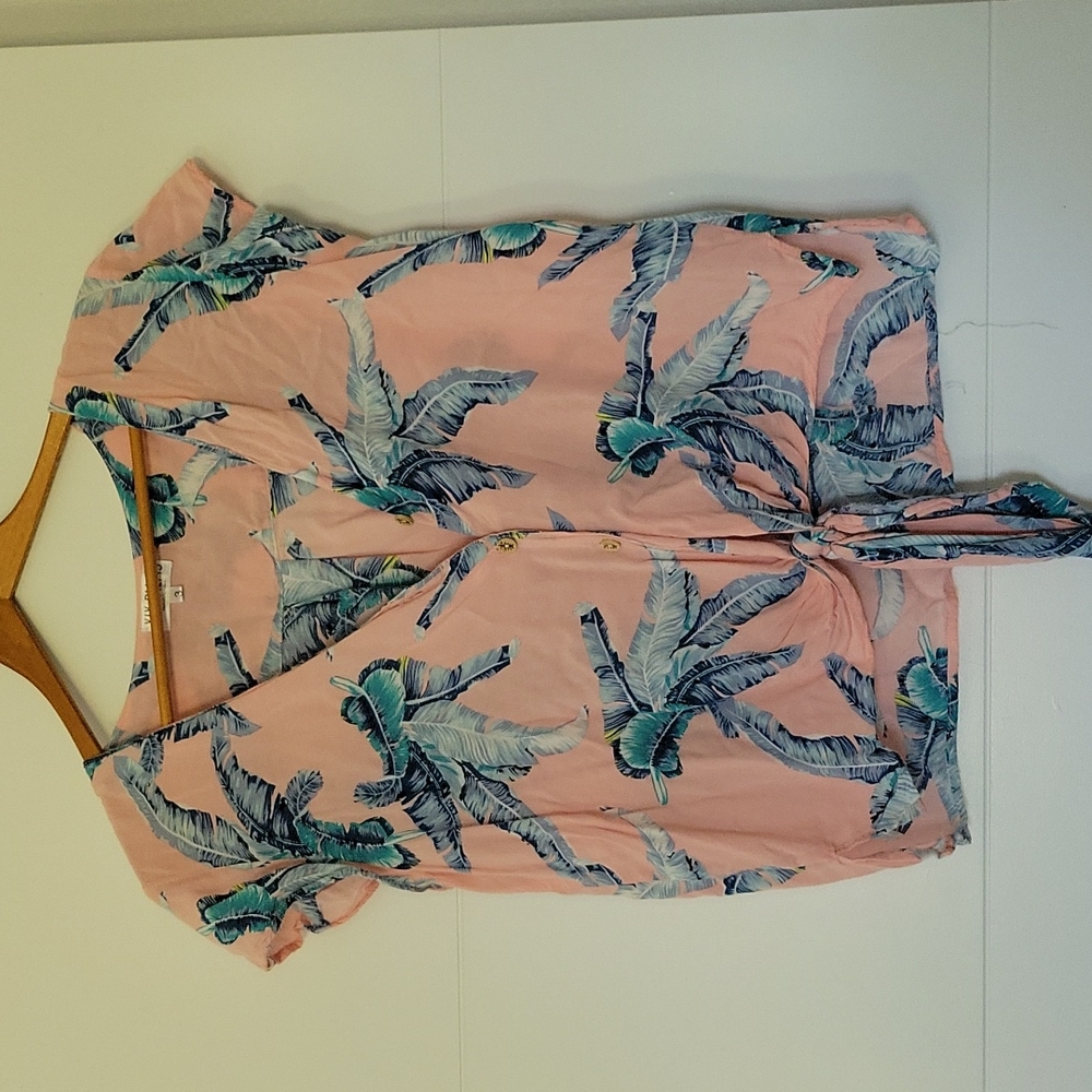 XIX Palms tie front blouse Sz3